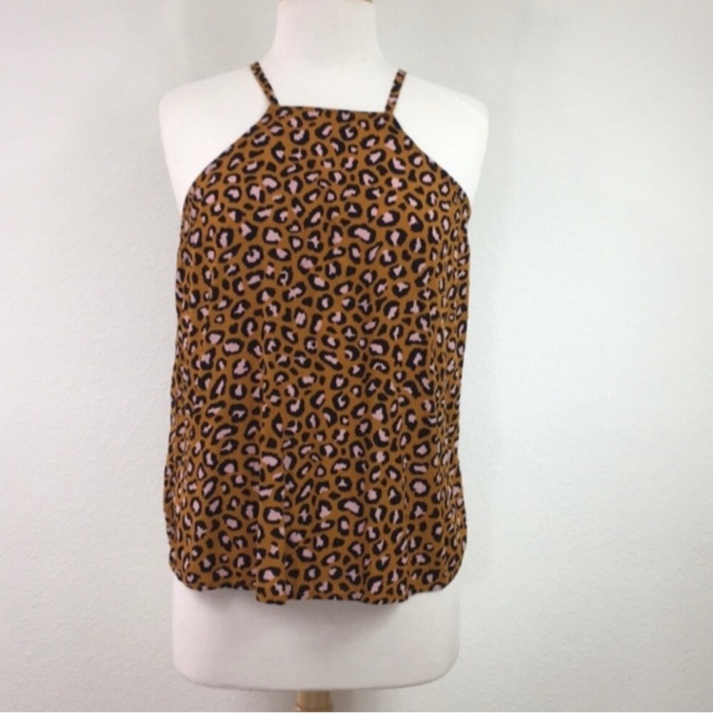 3/$25 Old Navy Women's Brown Cheetah Print Halter Tank Top Size Medium Casual